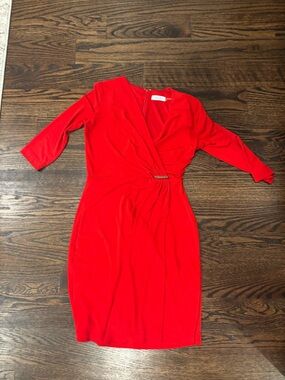 open lace back dress Calvin Klein 205W39NYC by Raf Simons Red Asymmetrical Dress with Fring –  PauméLosAngeles main image 1